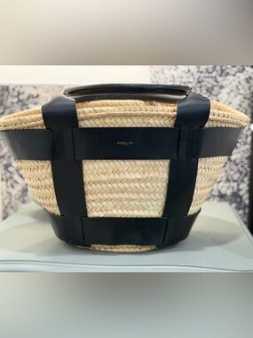 DeMellier | ‘Santorini’ Natural Basket & Black Leather Tote